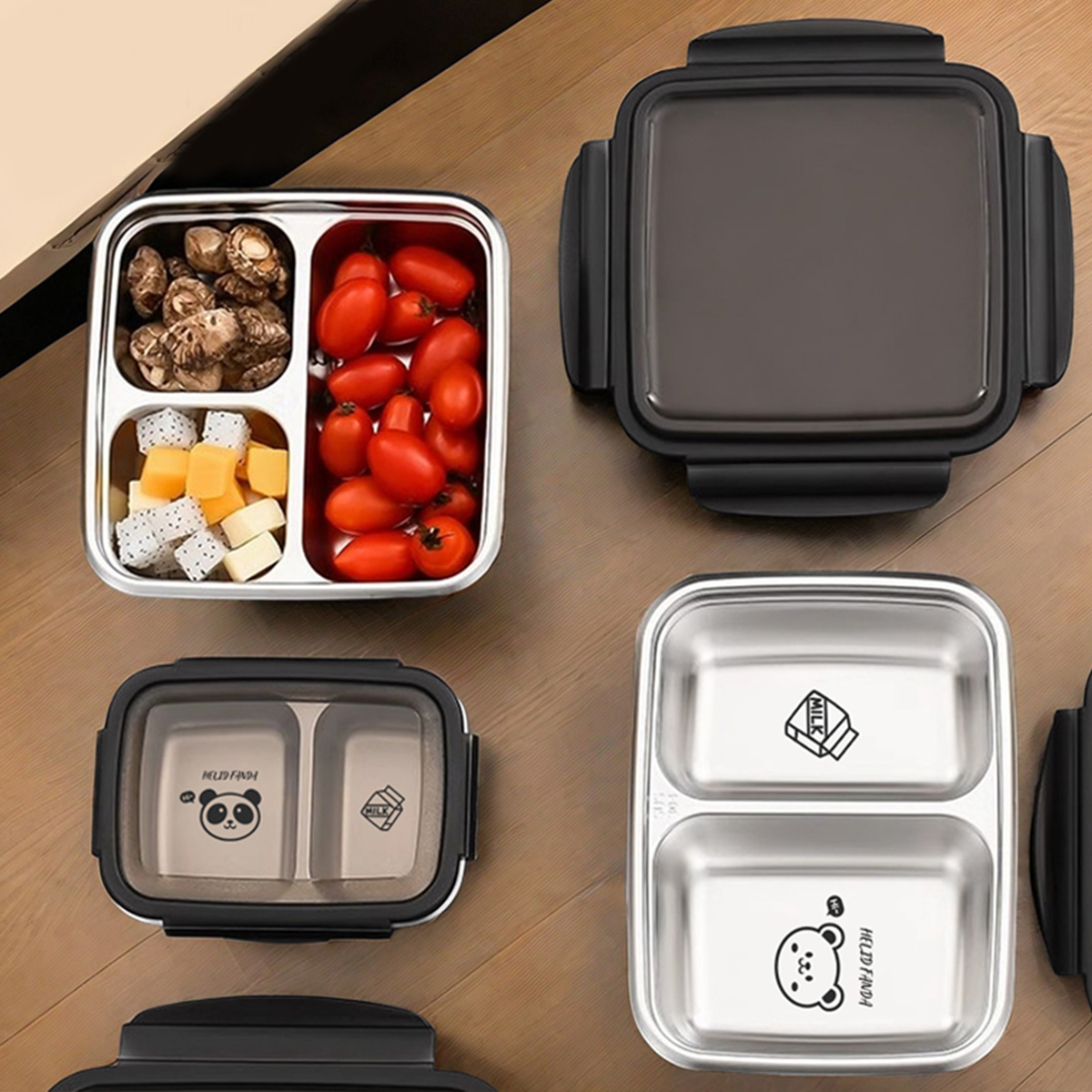 Bento Box Two Tier - WORTHBUY 2/3 กริด 304 สแตนเลสกล่องอาหารกลางวันแบบพกพา Leak-proof