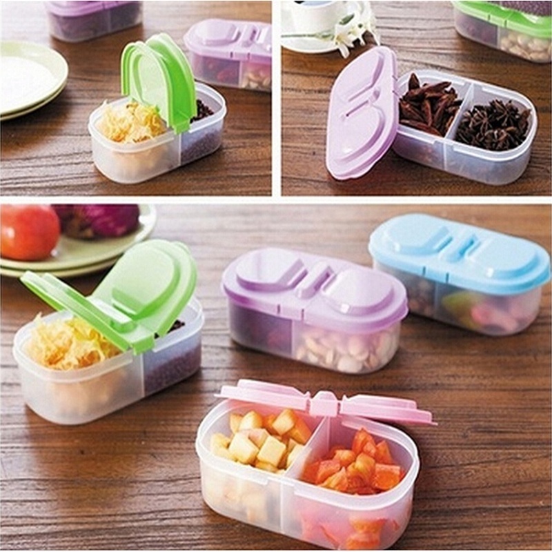 Bento Box Two Tier - กล่องพลาสติกกันกระแทกแบบพกพาภาชนะใส่อาหารกล่องข้าวกลางวันอาหารกลางวันผลไม้กลางแจ้งกล่องกลางแจ้งสำหรับทริปกล้วย