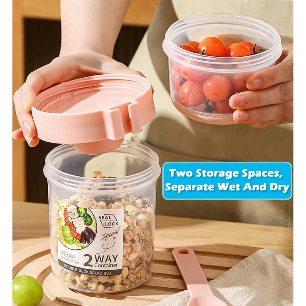 ถ้วยสลัดพกพา ถ้วยอาหารเช้า ถ้ว - Bento Box Two Tier บทวิจารณ์และราคา