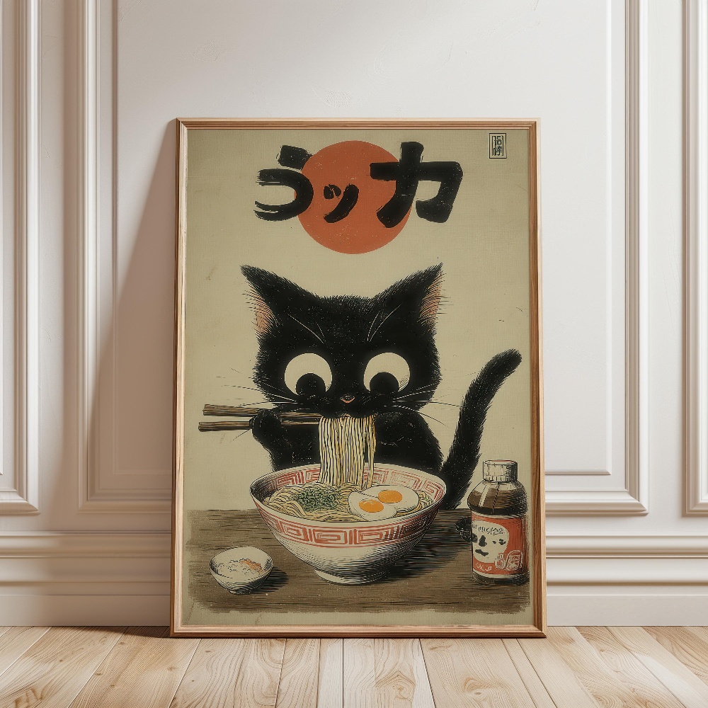 แมวดำกินราเมน สวนในวันฝนตก ภาพ - Japanese Eating Lifestyle บทวิจารณ์และราคา
