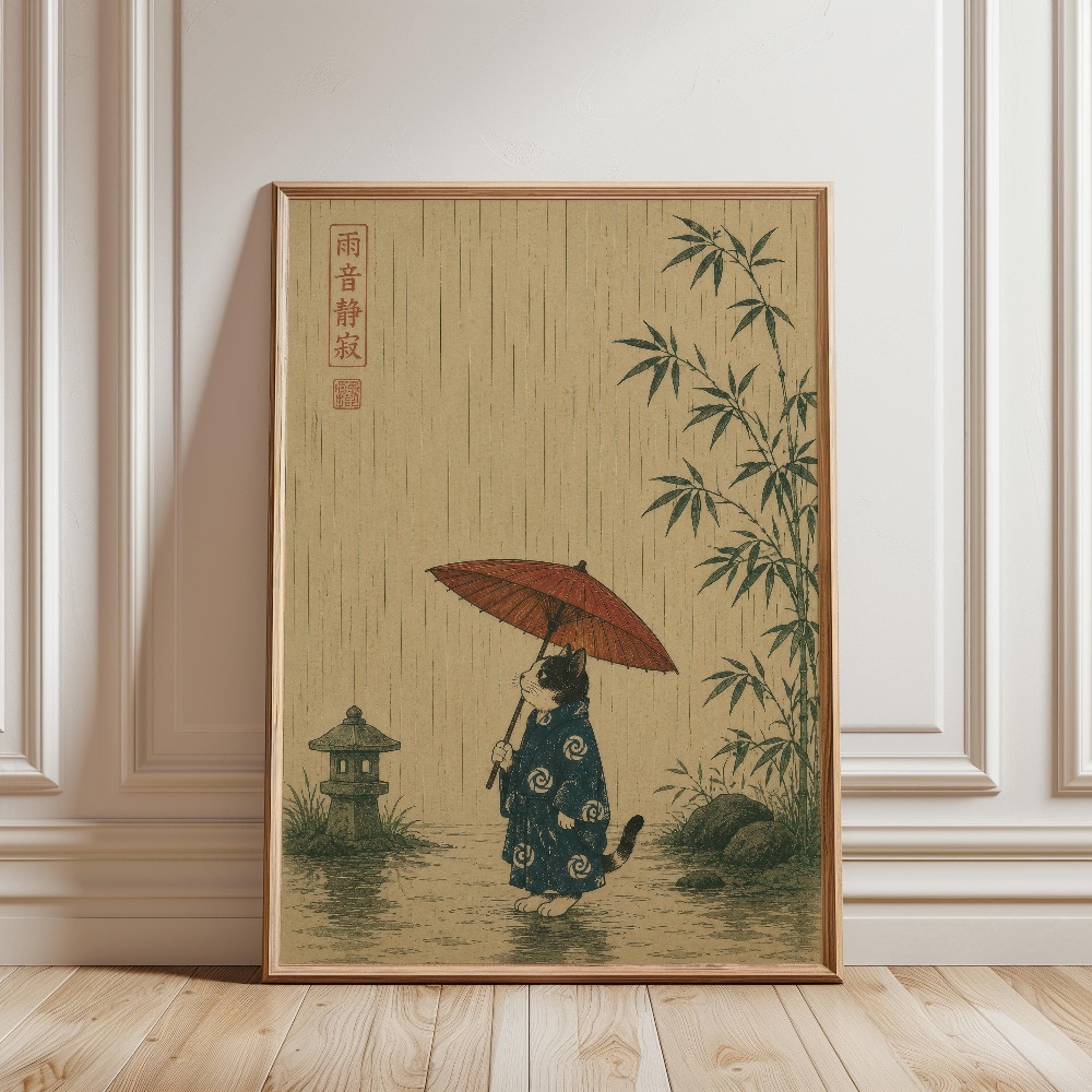 แมวดำกินราเมน สวนในวันฝนตก ภาพ - Japanese Eating Lifestyle บทวิจารณ์และราคา